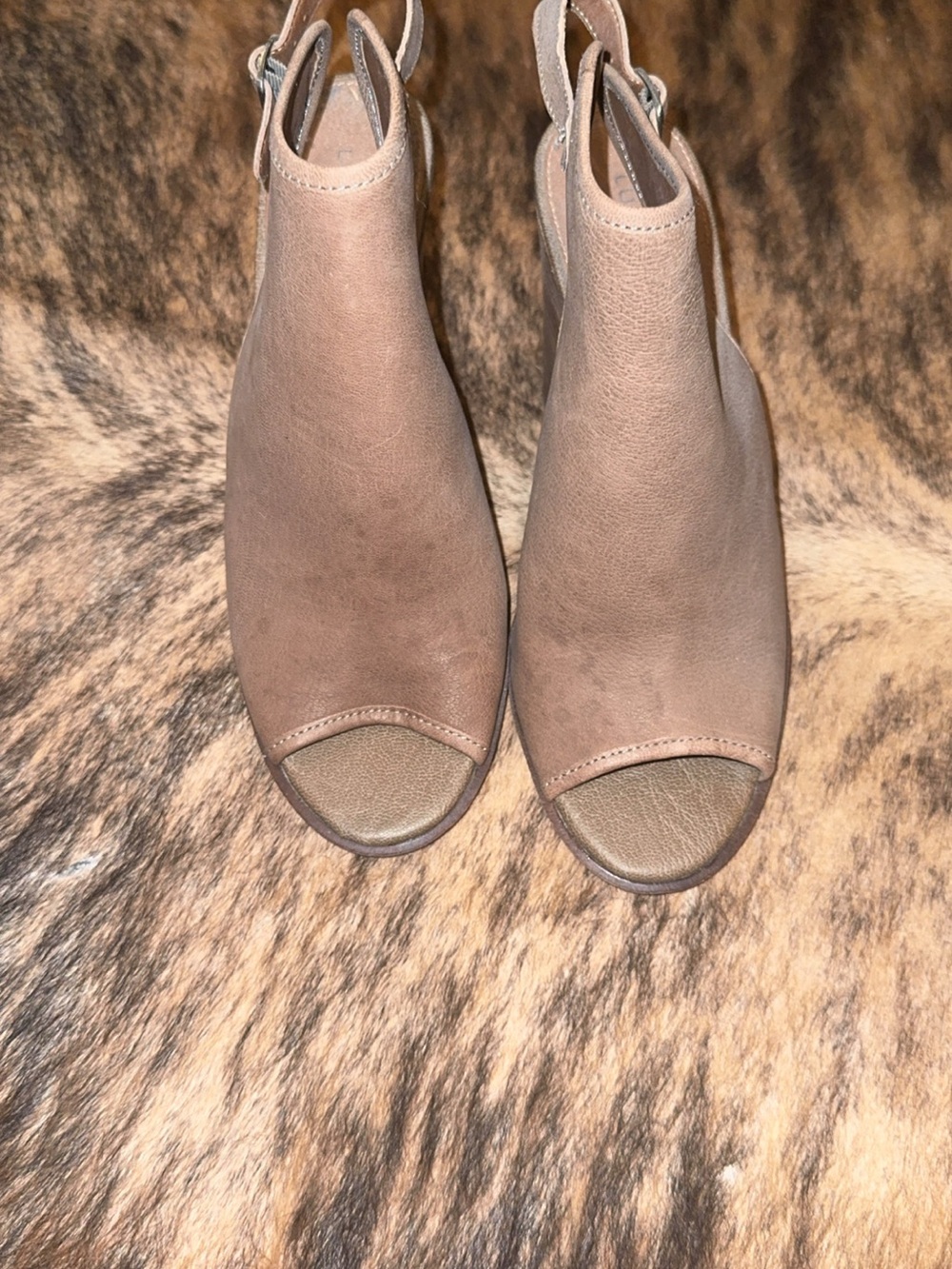 LC Lauren Conrad Taupe Open-Toe Ankle Booties